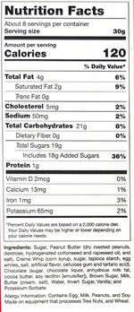 Load image into Gallery viewer, Nutrition facts for our delicious, homemade chocolate peanut butter swirl fudge.