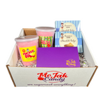 Load image into Gallery viewer, Our Valentine's Day Gift Includes: 1 Pucker Up Cherry Cotton Candy, 1 One in a Melon Watermelon Cotton Candy, 2 Chocolate Fudge Boxes, and 10 Lollipops in our Purple Gift Box.