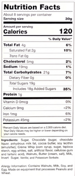 Load image into Gallery viewer, Nutrition facts of our homemade delicious chocolate walnut fudge.
