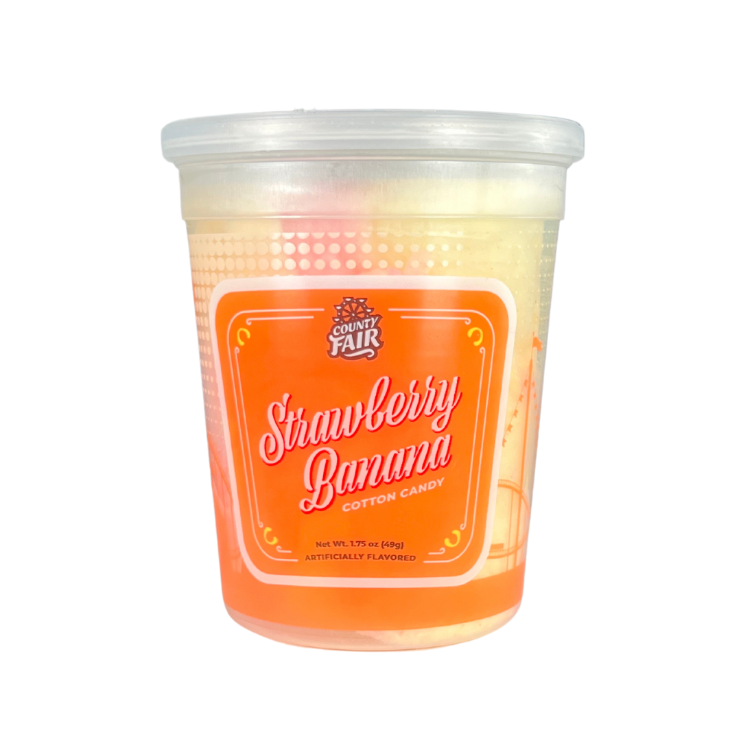 With flavor twists of ripe strawberry and tropical banana, you are guaranteed to love our strawberry banana cotton candy.