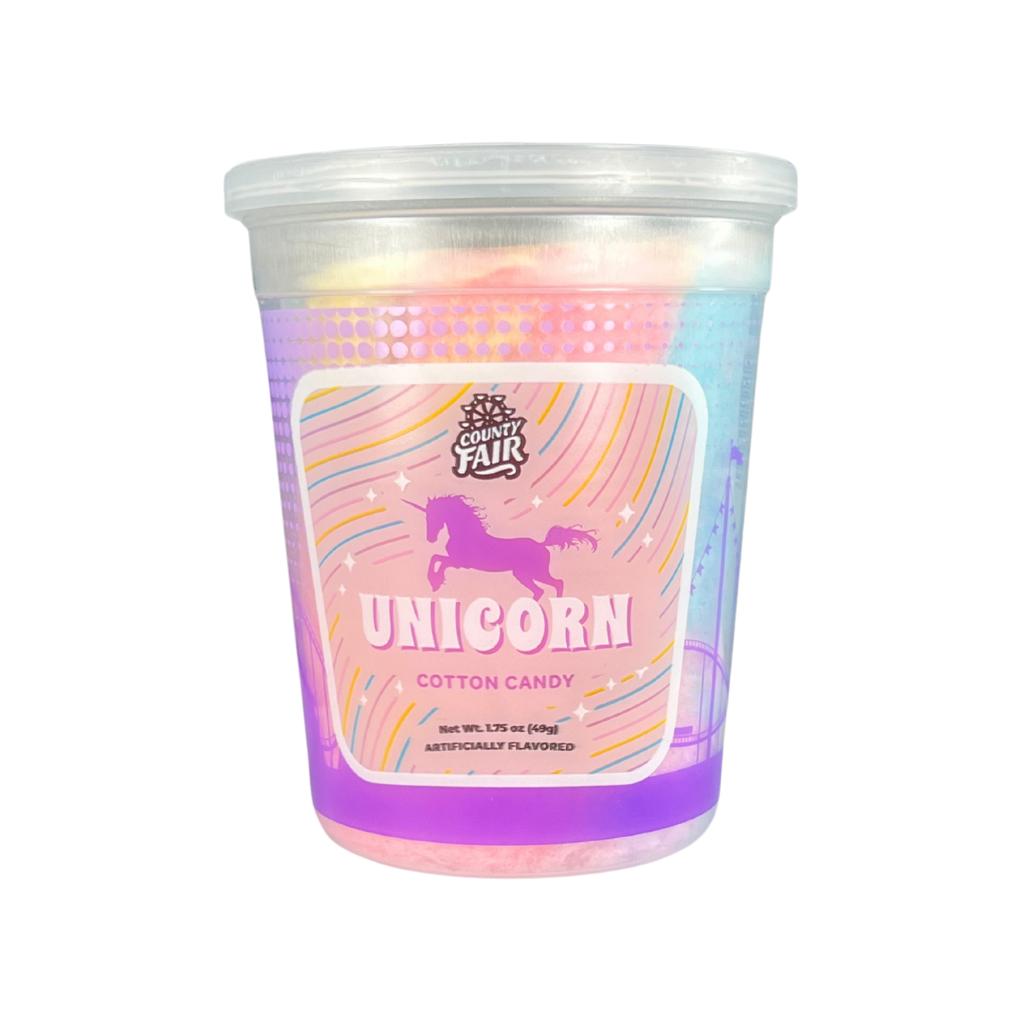 Just like you’d expect to see from a unicorn, our unicorn cotton candy swirls together an array of bright, fun colors while still tasting sugary sweet.